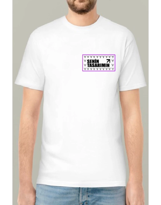 24/1 Düz Ön Arka Sizin Tasarımınız Oversize T-shirt - Beyaz
