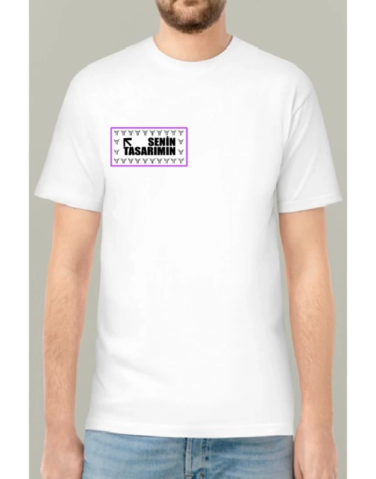 24/1 Düz Ön Arka Sizin Tasarımınız Oversize T-shirt - Beyaz