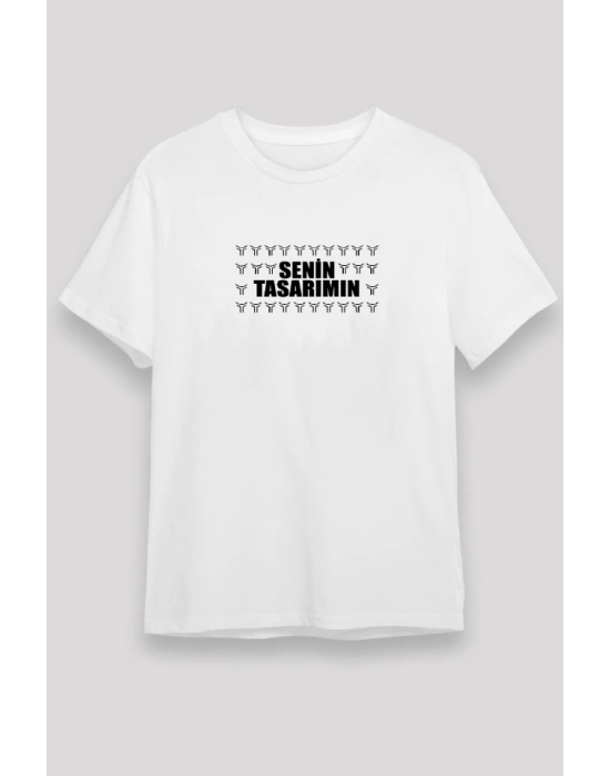 24/1 Düz Ön Sizin Tasarımınız Oversize T-shirt - Beyaz