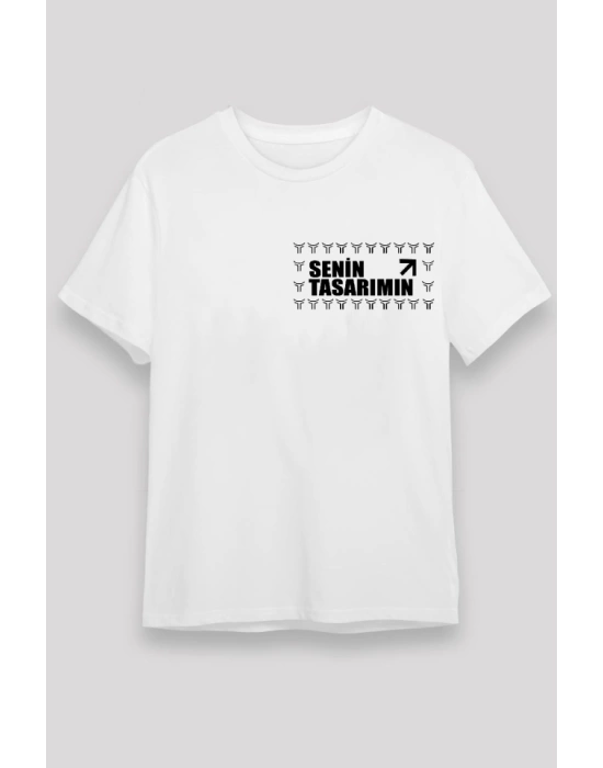 24/1 Düz Ön Sizin Tasarımınız Oversize T-shirt - Beyaz