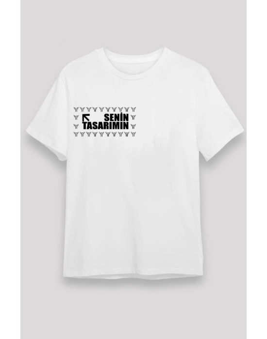 24/1 Düz Ön Sizin Tasarımınız Oversize T-shirt - Beyaz