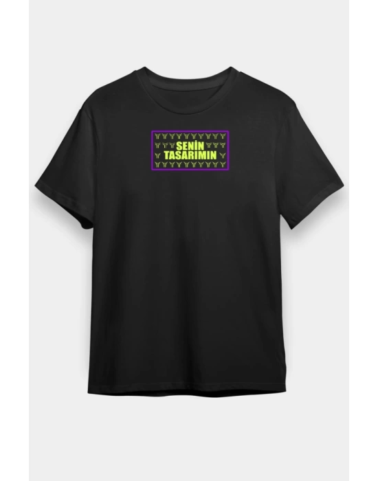 24/1 Düz Ön Sizin Tasarımınız Oversize T-shirt - Siyah