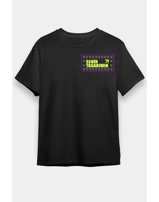 24/1 Düz Ön Sizin Tasarımınız Oversize T-shirt - Siyah