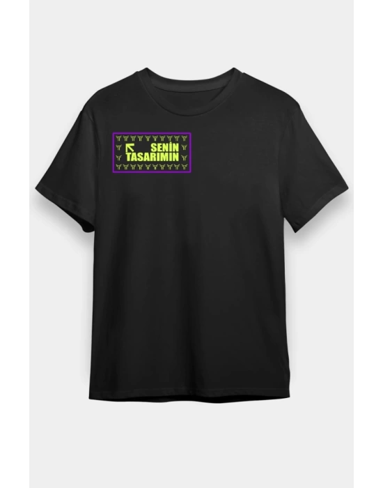 24/1 Düz Ön Sizin Tasarımınız Oversize T-shirt - Siyah