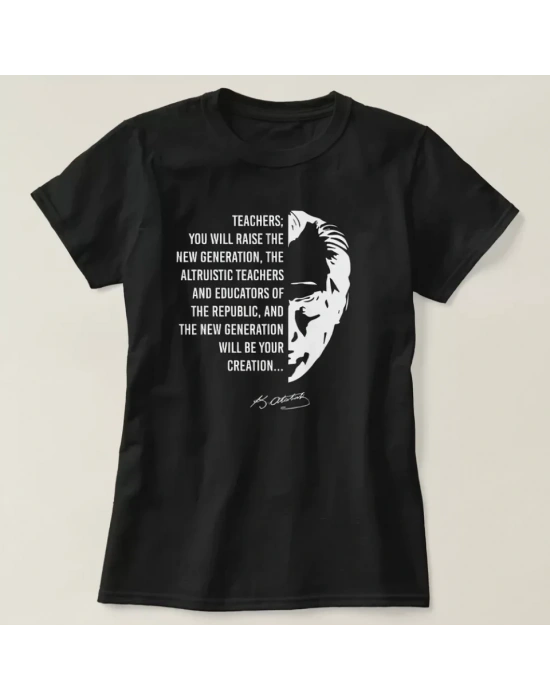 24 Kasım Öğretmenler Günü Baskılı T-shirt - Siyah