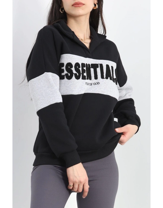 3 İplik Nakışlı Sweat Siyahgri - 40027.1857.