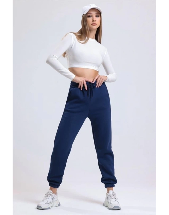 3 iplik şardonlu paça lastikli eşofman lacivert is001