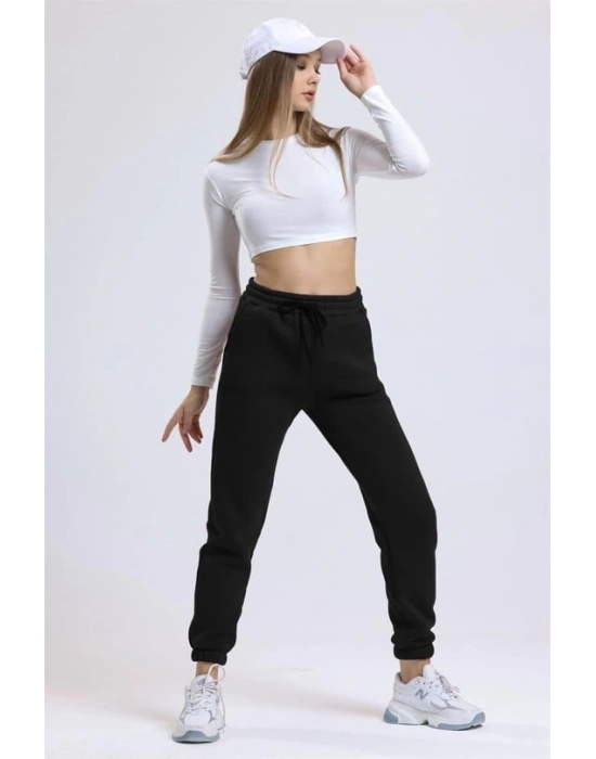 3 iplik şardonlu paça lastikli eşofman siyah is001