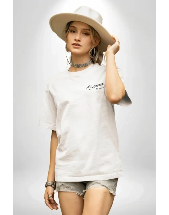 30 Ağustos Zafer Bayramı Atatürk Temalı Oversize Bisiklet Yaka T-shirt - Beyaz