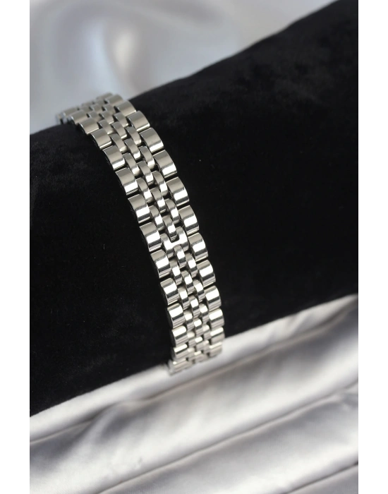 316L Çelik 12 mm Kalınlıkta Gümüş Renkli Erkek Bileklik