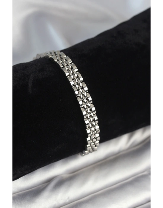 316L Çelik 7 mm Kalınlıkta Gümüş Renkli Erkek Bileklik