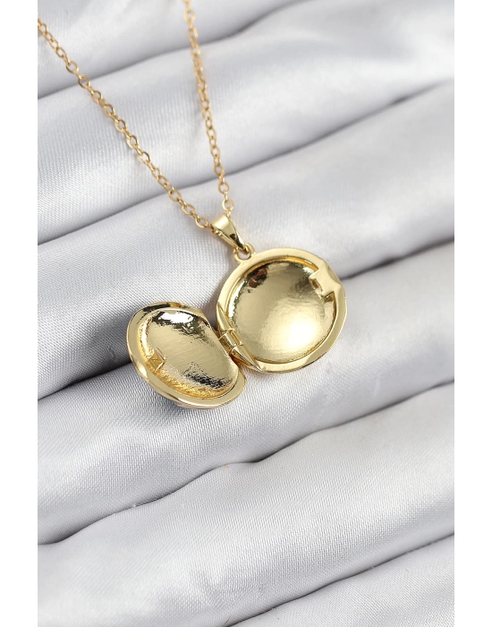 316L Çelik Açılabilr Kapaklı Deniz Model Gold Renk Kadın Kolye