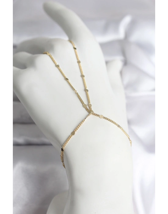 316L Çelik Gold Renk Parçalı Ezme Zincir Model Kadın Şahmeran