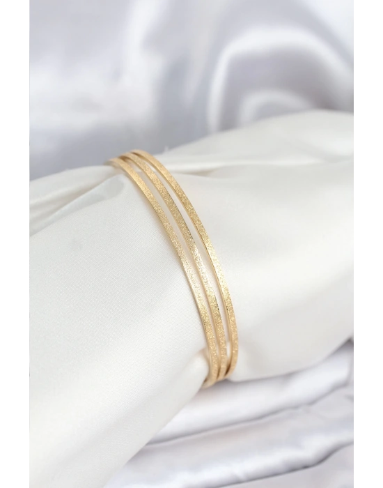 316L Çelik Gold Renk Simli Model Ajda 65 mm Kadın Bileklik