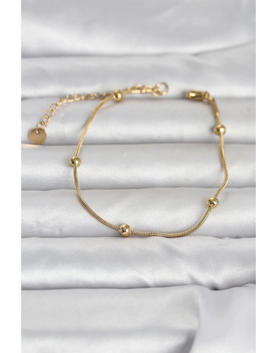 316L Çelik Gold Renk Top Zincirli Kadın Bileklik