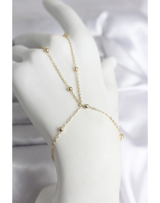 316L Çelik Gold Renk Topçuk Zincir Model Kadın Şahmeran