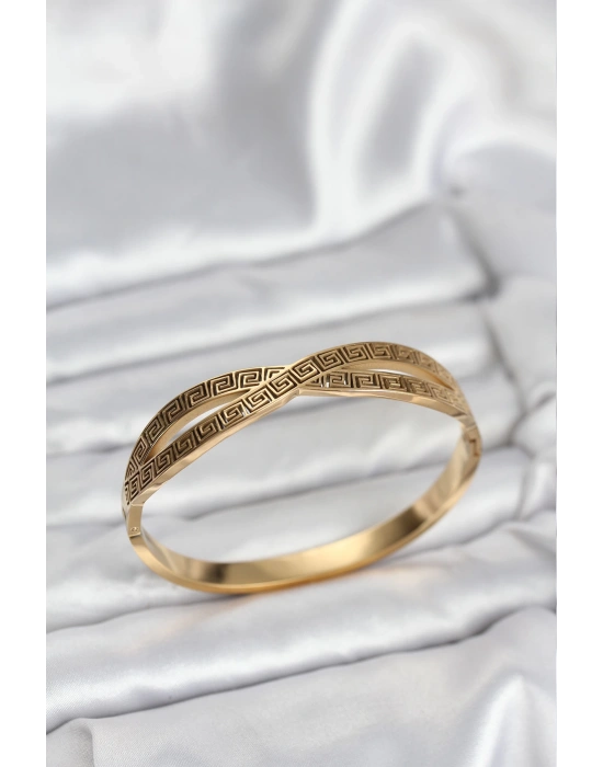 316L Çelik Gold Renk Vintage Kadın Kelepçe Bileklik