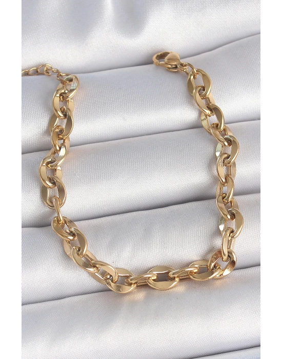 316L Çelik Gold Renk Zincir Model Kadın Bileklik
