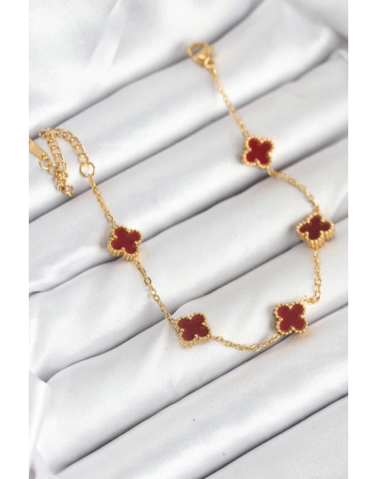 316L Çelik Gold Zincir Baby Boy Bordo Renk Bileklik