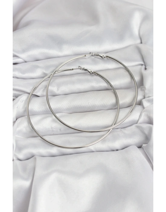 316L Çelik Gümüş Renk 75 mm Halka Küpe