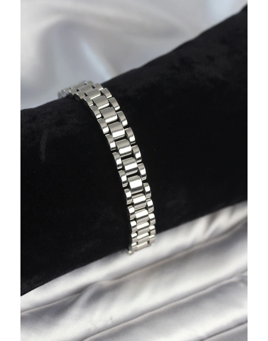 316L Çelik Gümüş Renk 9 mm Kalınlık Erkek Bileklik