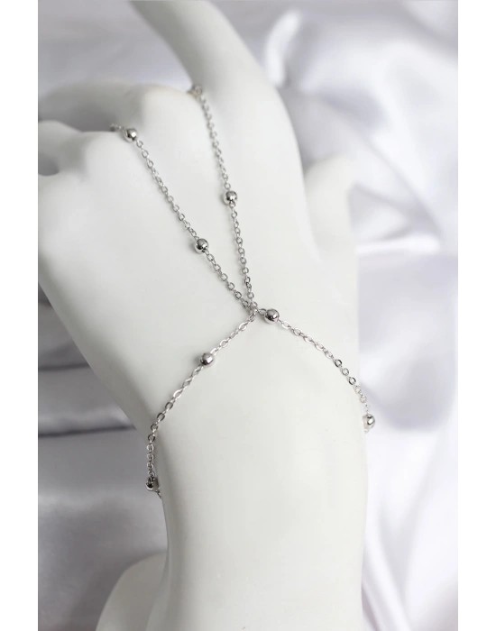 316L Çelik Gümüş Renk Topçuk Zincir Model Kadın Şahmeran