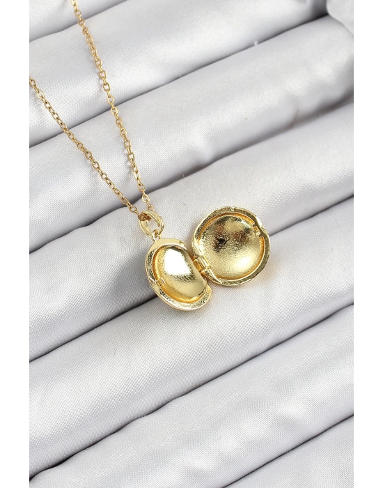 316L Çelik Zincir Açılabilir Sanatsal Vintage Çiçek Model Gold Renk Kadın Kolye