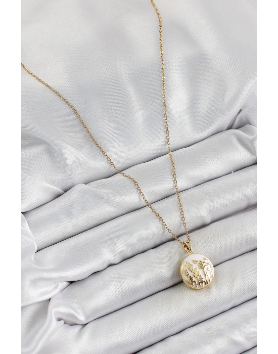 316L Çelik Zincir Açılabilir Sanatsal Vintage Çiçek Model Gold Renk Kadın Kolye