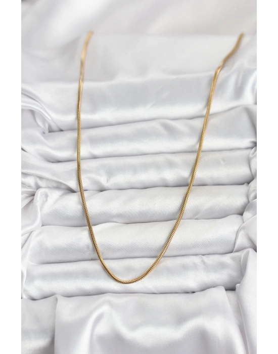 316L Çelik Zincir Gold Renk 60 cm Yılan Zincir Kadın Kolye