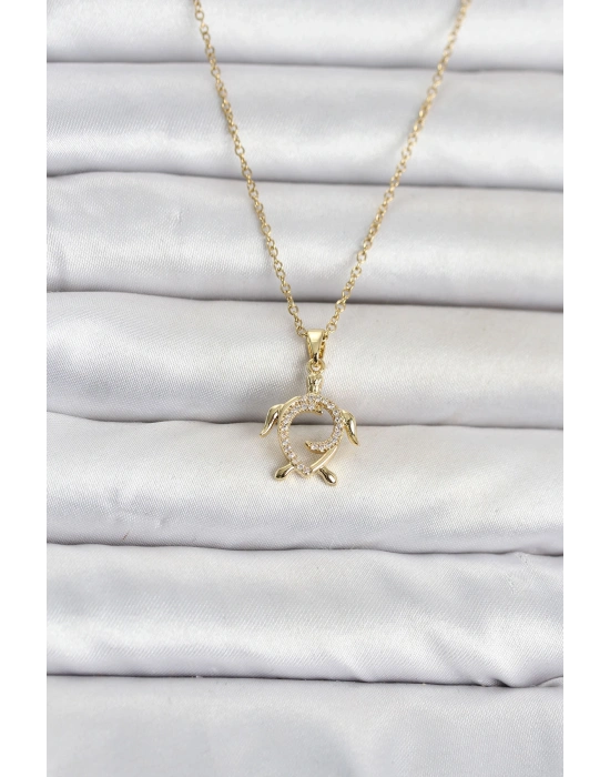 316L Çelik Zincir Gold Renk Caretta Caretta Model Kadın Kolye