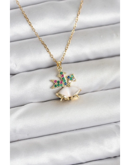 316L Çelik Zincir Gold Renk Chirtsmas Bell Model Yılbaşı Temalı Kadın Kolye