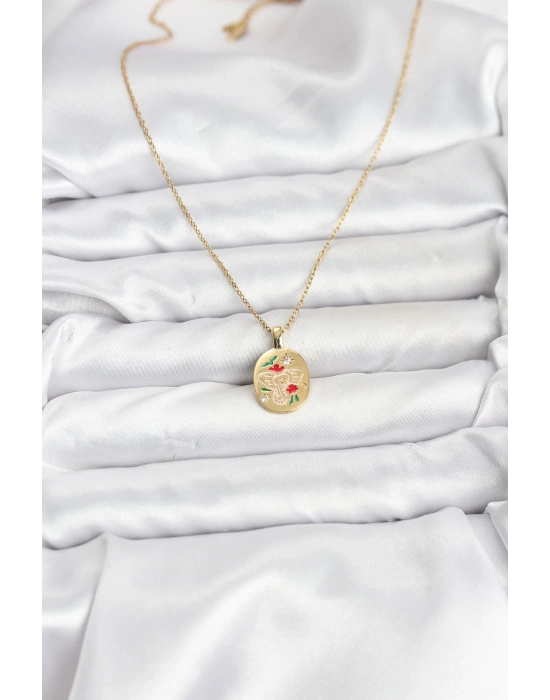 316L Çelik Zincir Gold Renk Fil Figürlü Kadın Kolye