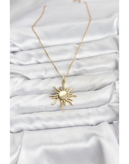 316L Çelik Zincir Gold Renk Güneş Model Kadın Kolye