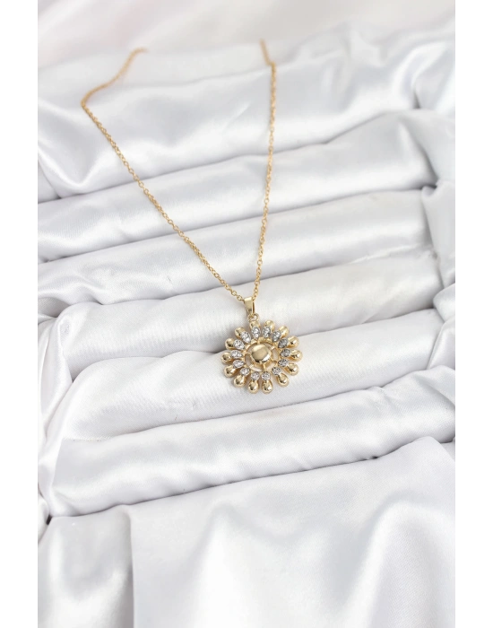 316L Çelik Zincir Gold Renk Güneş Model Kadın Kolye