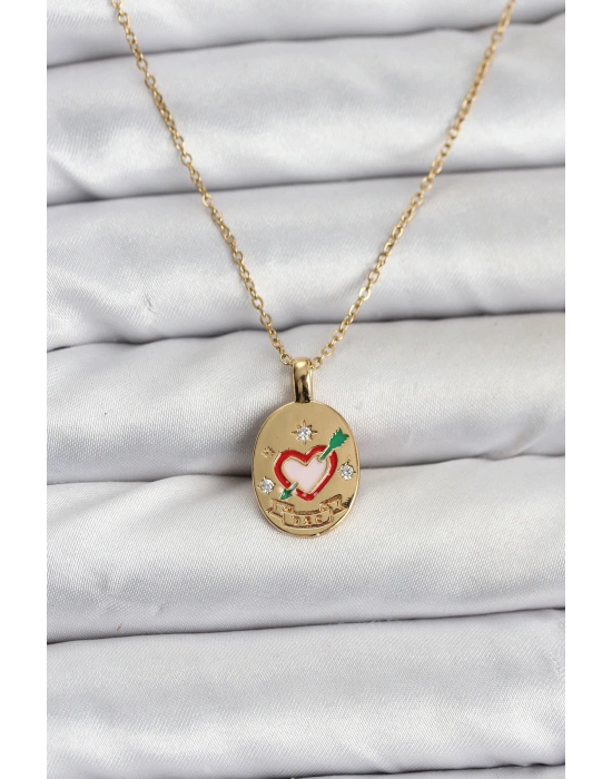 316L Çelik Zincir Gold Renk Kalp Figürlü Kadın Kolye