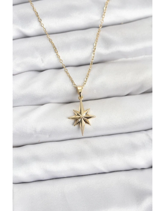 316L Çelik Zincir Gold Renk Kutup Yıldızı Model Kadın Kolye