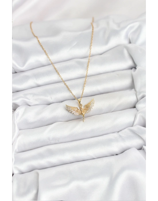 316L Çelik Zincir Gold Renk Melek Model Kadın Kolye
