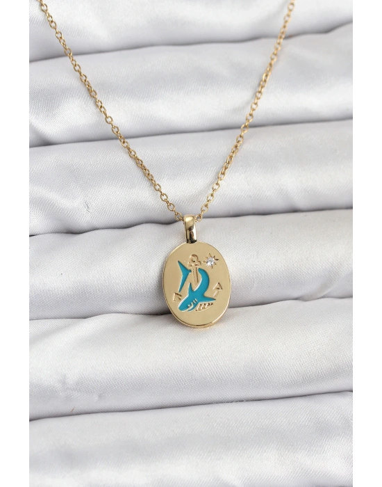 316L Çelik Zincir Gold Renk Shark Figür Kadın Kolye