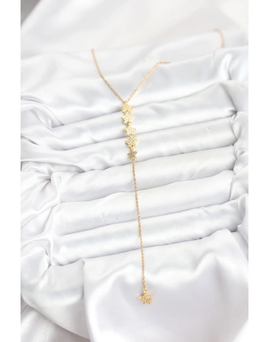 316L Çelik Zincir Gold Renk Yıldız Model Y Kolye