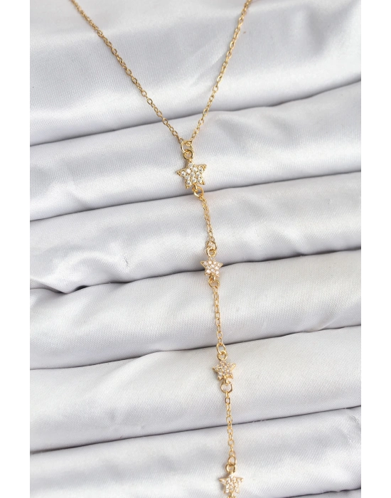 316L Çelik Zincir Gold Renkli Yıldız Model Kadın Y Kolye