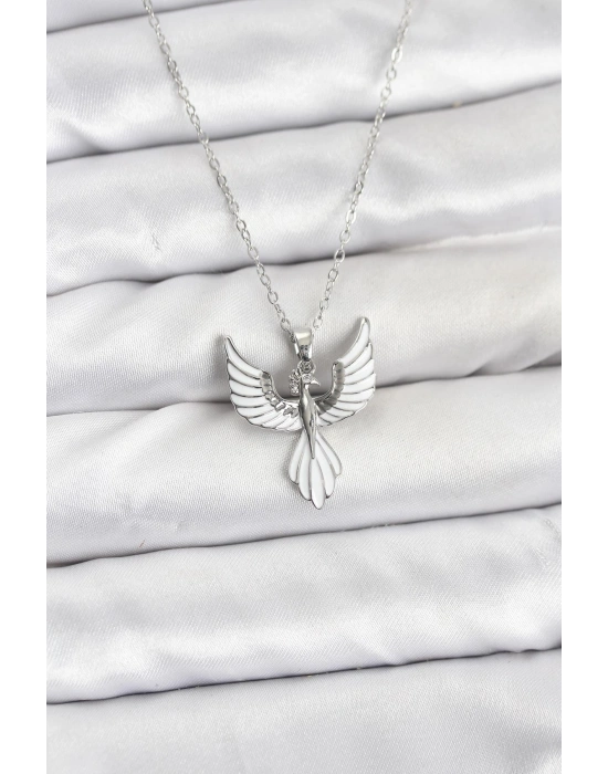 316L Çelik Zincir Gümüş Renk Anka Kuşu Model Kadın Kolye