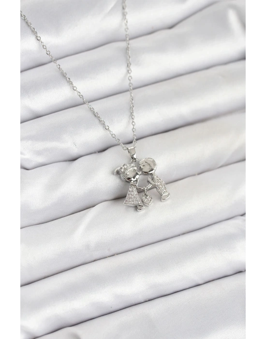 316L Çelik Zincir Gümüş Renk Erkek Kız Model Kadın Kolye