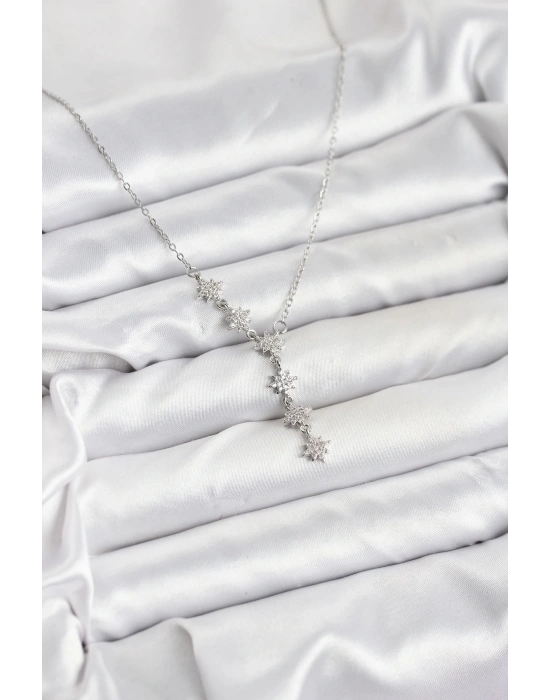 316L Çelik Zincir Gümüş Renk Kutup Yıldızı Model Kadın Kolye