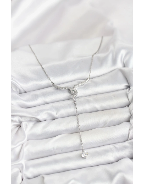 316L Çelik Zincir Gümüş Renk Yılan Model Y Kolye