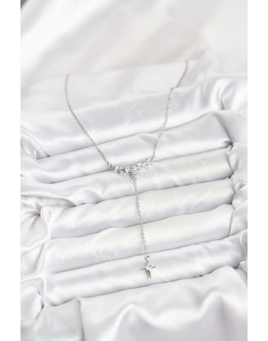 316L Çelik Zincir Gümüş Renk Yıldız Model Y Kadın Kolye