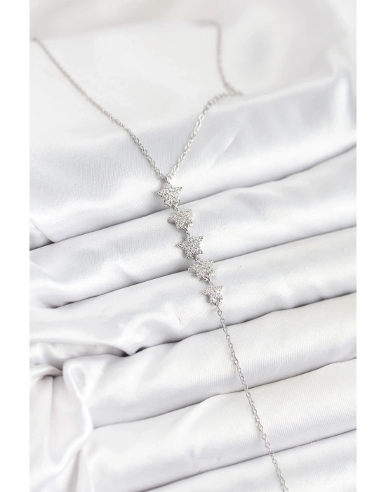 316L Çelik Zincir Gümüş Renk Yıldız Model Y Kolye