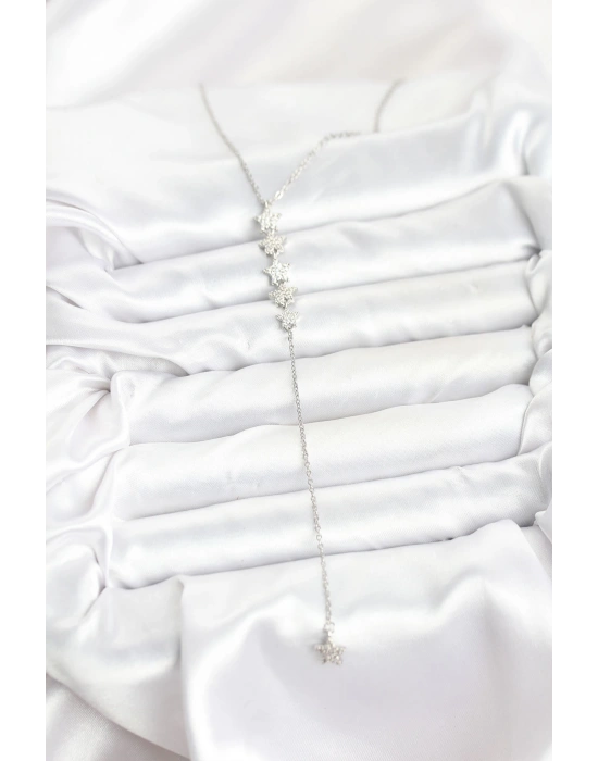 316L Çelik Zincir Gümüş Renk Yıldız Model Y Kolye