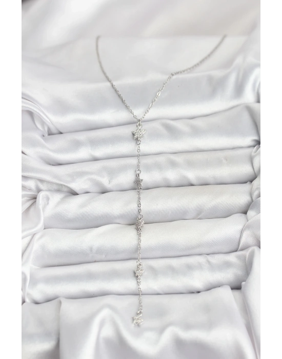 316L Çelik Zincir Gümüş Renkli Yıldız Model Kadın Y Kolye