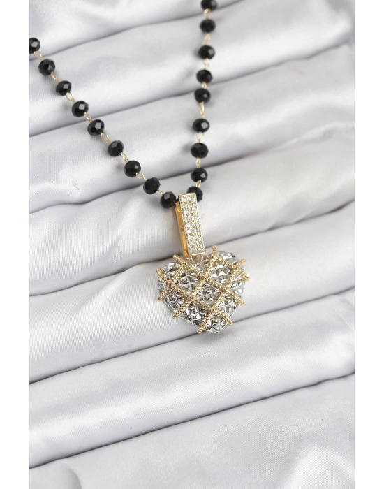 316L Çelik Zincir Kristal Boncuklu Kalpli Kadın Kolye