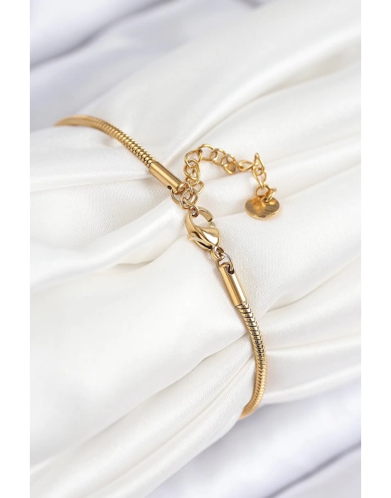 316L Çelik Zirkon Taşlı Göz Charm Model Gold Renk Kadın Bileklik